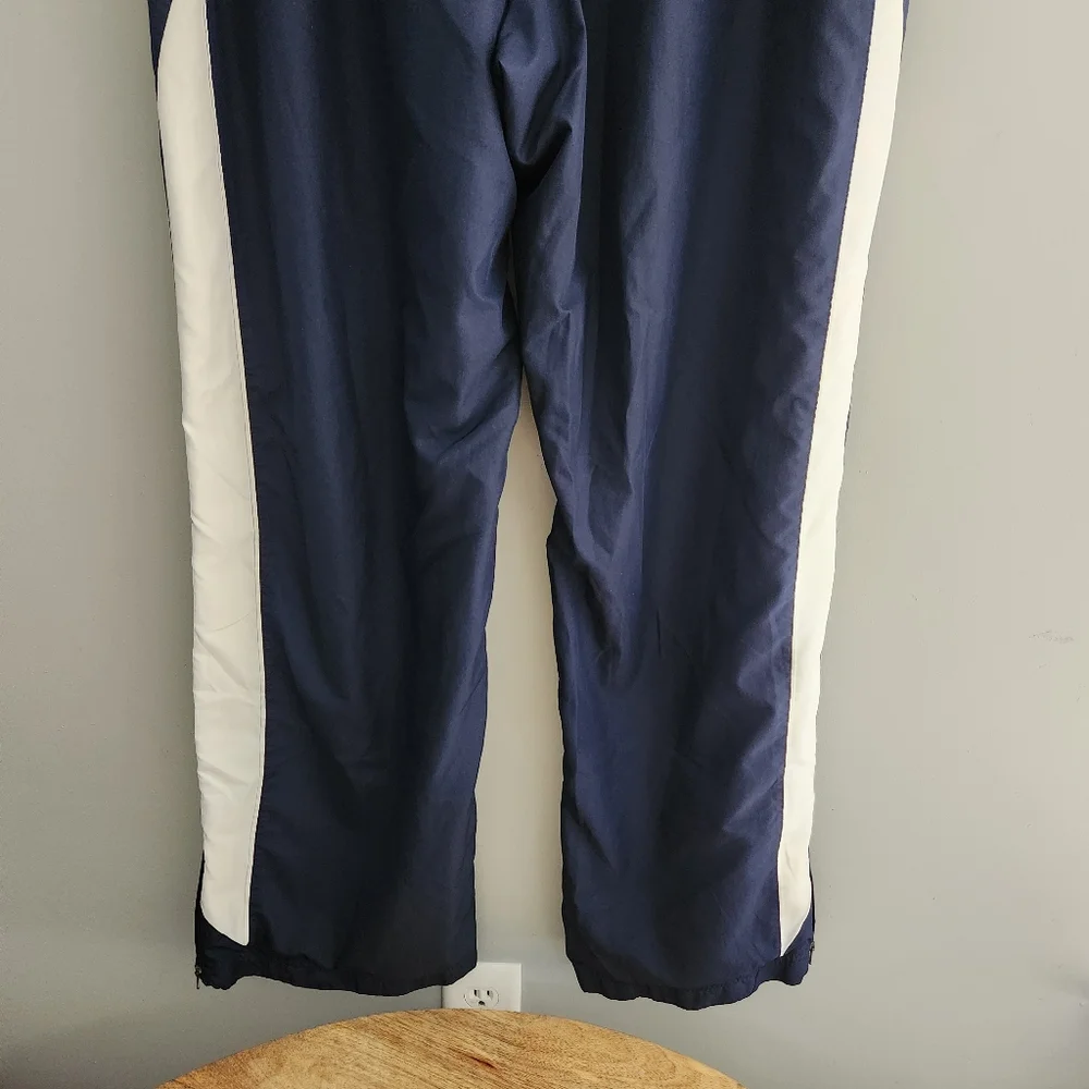 Men's Blue Under Amour Loose Athletic Pants with White Side Stripe and Zipper
